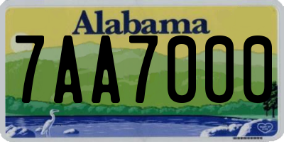 AL license plate 7AA7000