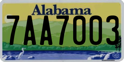 AL license plate 7AA7003