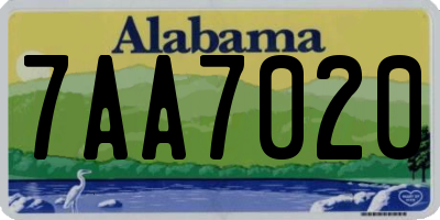 AL license plate 7AA7020