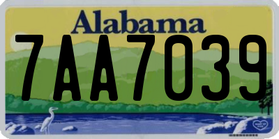 AL license plate 7AA7039
