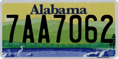 AL license plate 7AA7062