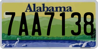 AL license plate 7AA7138