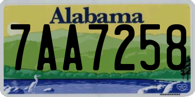 AL license plate 7AA7258