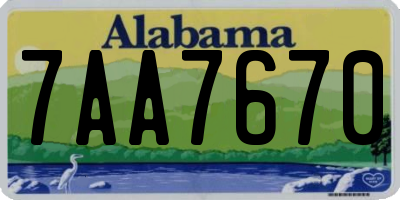 AL license plate 7AA7670