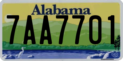 AL license plate 7AA7701