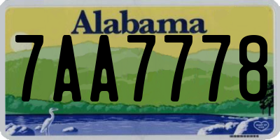 AL license plate 7AA7778