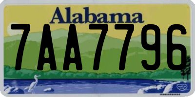 AL license plate 7AA7796