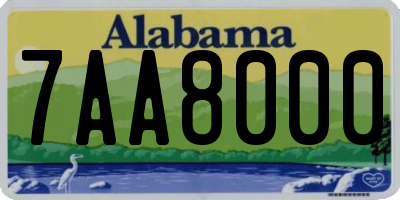 AL license plate 7AA8000