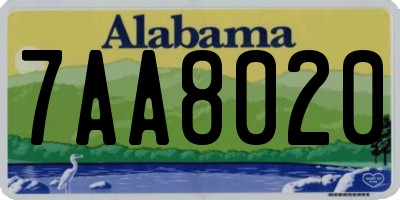 AL license plate 7AA8020