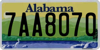 AL license plate 7AA8070