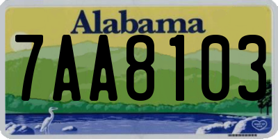 AL license plate 7AA8103