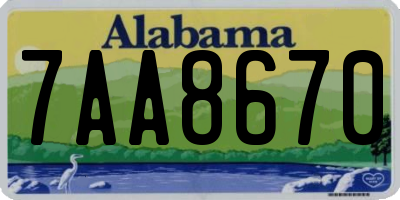 AL license plate 7AA8670