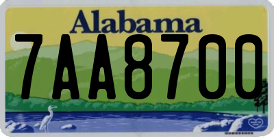 AL license plate 7AA8700
