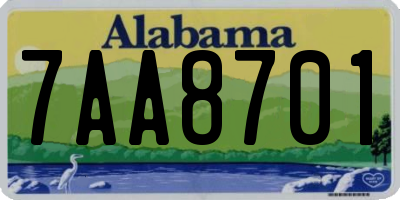 AL license plate 7AA8701