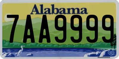 AL license plate 7AA9999
