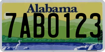 AL license plate 7AB0123