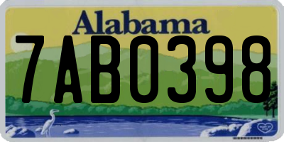AL license plate 7AB0398