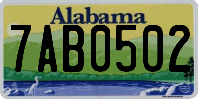 AL license plate 7AB0502