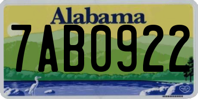 AL license plate 7AB0922
