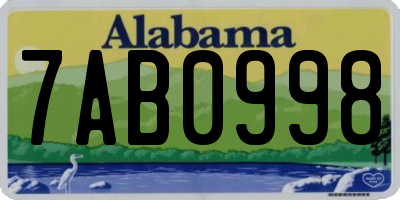 AL license plate 7AB0998