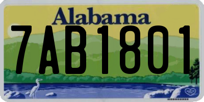 AL license plate 7AB1801