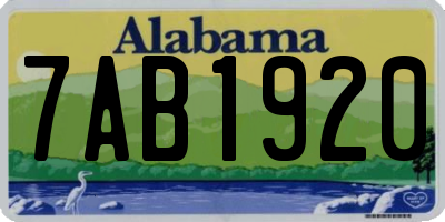 AL license plate 7AB1920