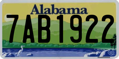 AL license plate 7AB1922