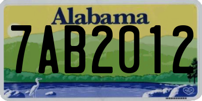AL license plate 7AB2012