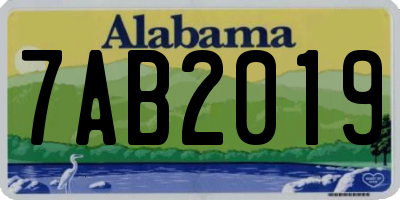 AL license plate 7AB2019