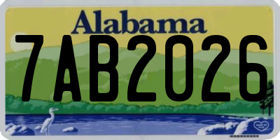 AL license plate 7AB2026