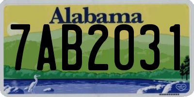 AL license plate 7AB2031