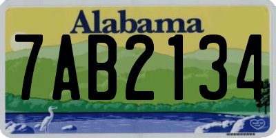 AL license plate 7AB2134