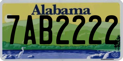 AL license plate 7AB2222