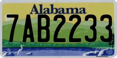 AL license plate 7AB2233