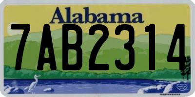 AL license plate 7AB2314
