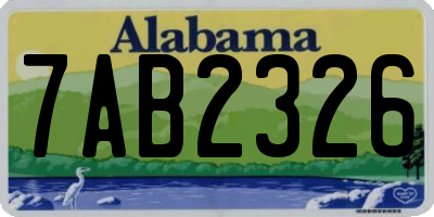 AL license plate 7AB2326