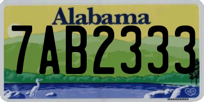 AL license plate 7AB2333