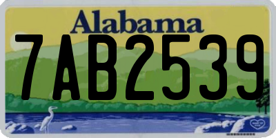 AL license plate 7AB2539