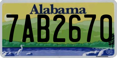 AL license plate 7AB2670