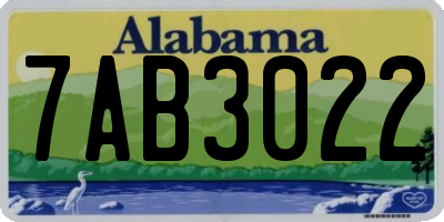 AL license plate 7AB3022