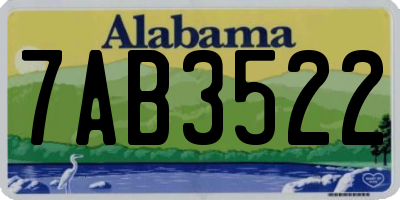 AL license plate 7AB3522