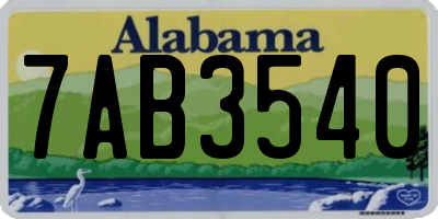 AL license plate 7AB3540