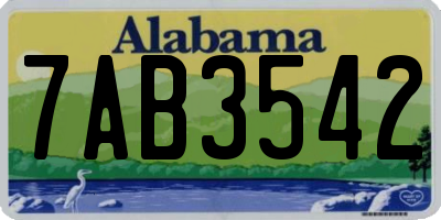 AL license plate 7AB3542