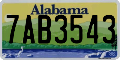 AL license plate 7AB3543