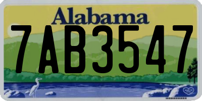 AL license plate 7AB3547