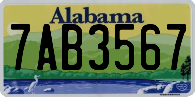AL license plate 7AB3567