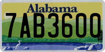AL license plate 7AB3600