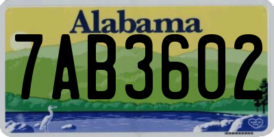 AL license plate 7AB3602
