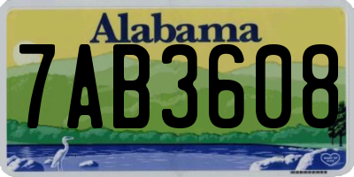 AL license plate 7AB3608
