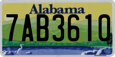 AL license plate 7AB3610